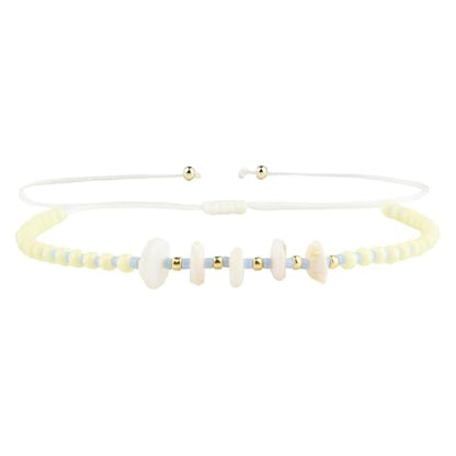 KELITCH Women Natural Stone Beads Anklet Boho Color Beaded Ankle Adjustable Foot Chain Jewelry for Summer Beach Holiday - color: Yellow 08G