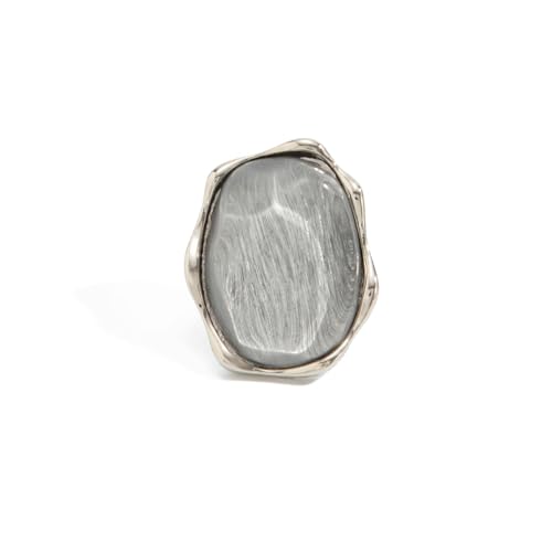 Irregular Large Resin Open Statement Rings for Women Boho Chunky Oval Finger Charm Ring Adjustable Geometric Enamel Teardrop Cocktail Ring Jewelry - color: Grey