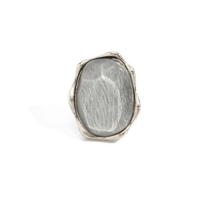 Irregular Large Resin Open Statement Rings for Women Boho Chunky Oval Finger Charm Ring Adjustable Geometric Enamel Teardrop Cocktail Ring Jewelry - color: Grey