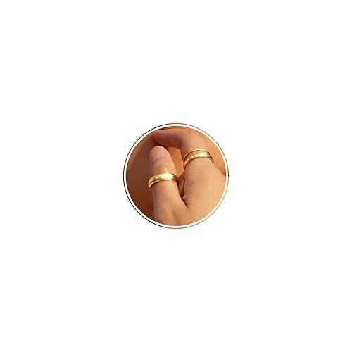 Gold Band Rings for Women Men Non Tarnish, Wedding 14K Gold Plated Stackable Ring Set for Couples, Dainty Thin Plain Simple Promise Dome Band Thumb Pinky 1mm 3mm 5mm Jewelry Gift Comfort Fit Size 3-13 - color: Gold-1mm 3mm 5mm, size: 10