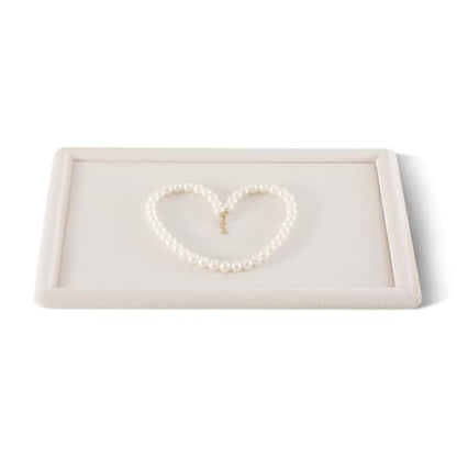 Velvet Jewelry Display Tray for Ring Earrings Necklace Bracelet Flat Tray - color: Beige, size: 12.99 × 9.06 in