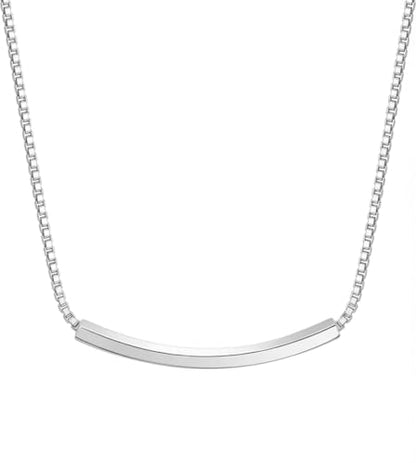 Amazon Essentials Women's Sterling Silver Horizontal Bar Necklace - Minimalist Silver Bar Pendant on Box Chain, Trendy Everyday Jewelry Gift for Women