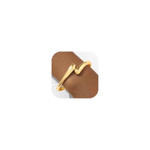 Bangle Bracelets for Women | 14K Gold Plated Trendy Wide Bracelets | Hinged Arm Cuff Bangles Chunky Bracelet for Women - color: Style E-Gold Plated Bangles