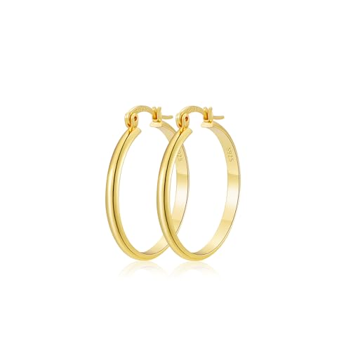 Apsvo Hoop Earrings for Women, 5mm Wide 14K Gold Plated/Silver Hoop Earring Hypoallergenic 925 Sterling Silver Earrings Lightweight Large Earrings for Women - color: 3mmWide-40mmGold