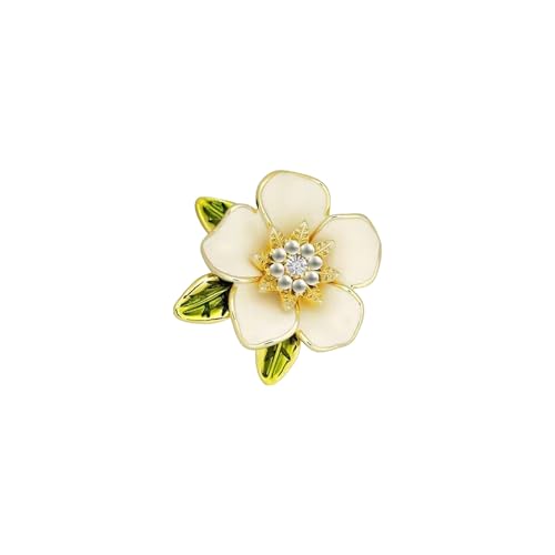 Crystal Red Flower Brooch Pins for Women Elegant Enamel Rhinestone Floral Brooches Pin Fashion Jewelry for Party Dance Wedding Banquet Brooch for Women Gift - color: White