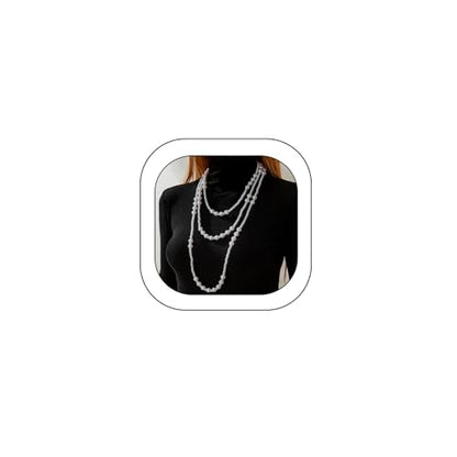 Long Pearl Beaded Necklace Layered Big Small Beads Pearl Necklaces Multi Strand Pearls Necklaces for Women Trendy Jewelry Gift - color: D