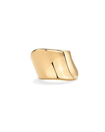 PAVOI 14K Gold Plated Chunky Statement Ring for Women | Stainless Steel Hypoallergenic Wide Stackable Rings - color: Yellow Gold