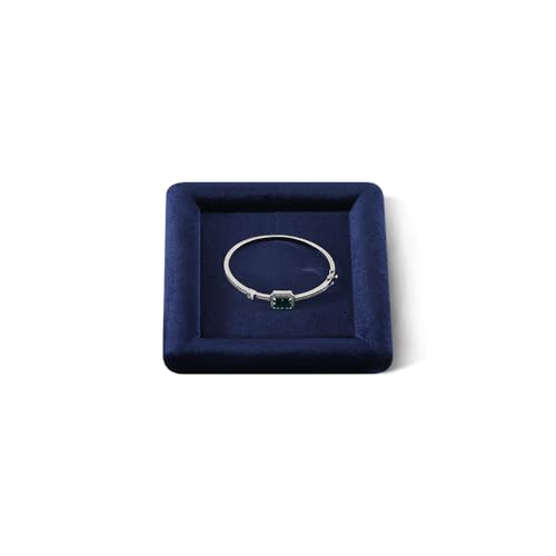 Velvet Jewelry Display Tray for Ring Earrings Necklace Bracelet Flat Tray - color: Blue, size: 5.12 × 5.12 in
