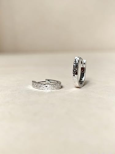 Small Hoop Earrings for Women Glitter Hoops Gold Plated with 925 Sterling Silver Post - style: Silver-oval