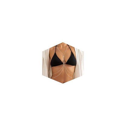 Body Chain Jewelry for Women, Layered Waist Chain for Bikinis | Sexy Body Jewelry, Adjustable Fit, Chest Belly Chain, Gold & Silver Options, Beach Vacation, Festivals Raves & Concerts - style: 1 Row Diamonds(Sliver)