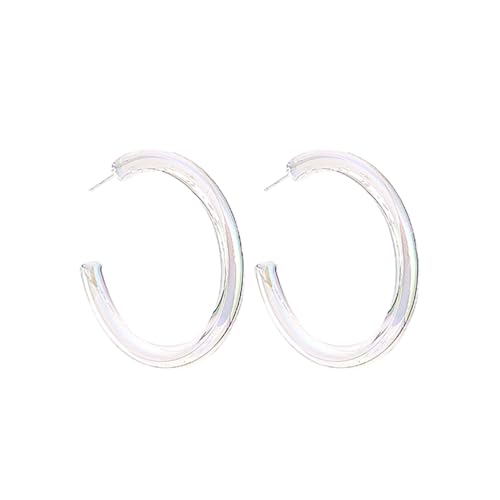 Acrylic Transparent Hoop Earrings Minimalist Resin Earrings Geometric Statement Earrings for Women - color: big circle