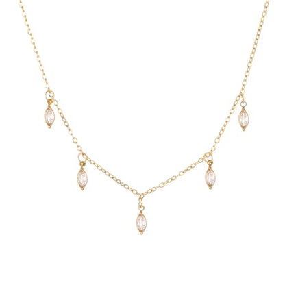 Cubic Zirconia Necklaces for Women 18K Gold Plated Tear drop Necklace Dainty Layered CZ Lariat Diamond Necklace - color: Diamond Charm-Gold