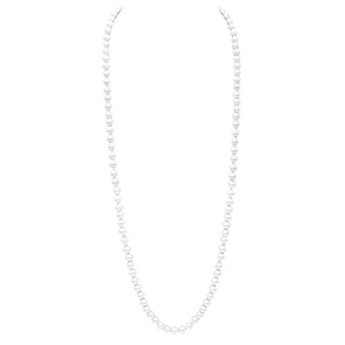 Rosemarie & Jubalee Women's Stunning Simulated Glass Pearl Knotted Strand Pearl Necklace - color: White, Silver, size: 8mm, style: 36" Endless
