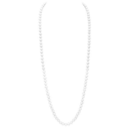 Rosemarie & Jubalee Women's Stunning Simulated Glass Pearl Knotted Strand Pearl Necklace - color: White, Silver, size: 8mm, style: 36" Endless