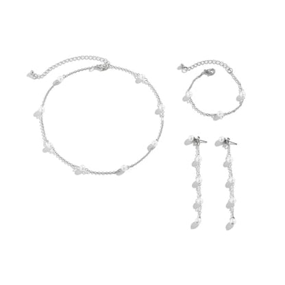 CSIYANJRY99 Pearl Necklace and Earring Set Faux Pearl Jewelry Sets for Women Imitation Beaded Pearl Necklace Bracelet Stud Earrings for Women - color: Silver Pearl Set