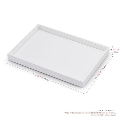 White PU Leather Jewelry Display Tray for Earrings Bracelet Necklace Jewelry Display Flat Tray Catchall - size: 1 Grid
