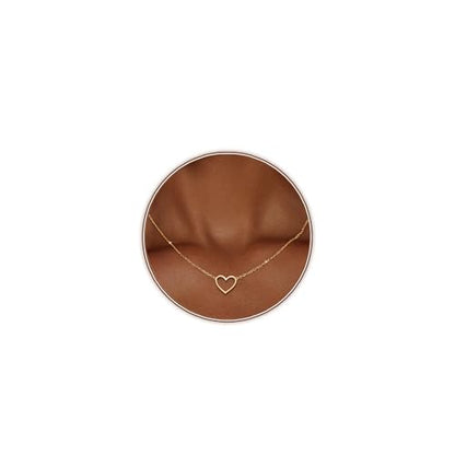 Zeffy Dainty Gold Heart Necklace for Women Trendy 14K Gold/Silver Plate Cute Heart Pendant Choker Necklaces Gold Love Heart Chain Necklace for Women Dainty Gold Jewelry Gifts for Women - style: Open Heart Necklace-Gold