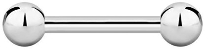 Forbidden Body Jewelry nipple barbell, nipple bars, silver nipplerings piercing Surgical Steel 8g - 18g Straight Barbell Body Jewelry (Sold Individually) - style: 10G 16mm (5/8") 6mm Balls
