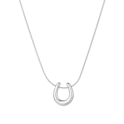 Gold Necklace for Women Dainty 18K Gold Plated | Sun Horn Crescent Moon Lucky Horse Shoe Pendant Necklace Waterproof Stainless Steel Trendy Jewelry, Gift Box Included - color: U Shape-White Gold
