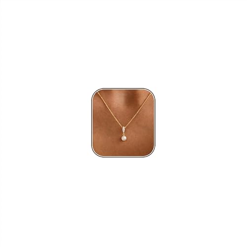 Pearl Necklaces for Women,Dainty Gold Pendant Necklaces Waterproof Jewelry | 14K Gold Plated Pearl Necklaces,Dainty Elegant Wedding Necklace,Small Cute Adjustable Minimalist Necklace,Non Tarnish Jewelry - color: GOLD-16