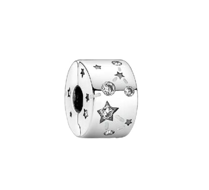 925 Sterling Silver Charms for Bracelets Necklaces Dangle Pendant With 5A Cubic Zirconias Bead Charm for Women DIY Jewelry - style: Star fixing clip