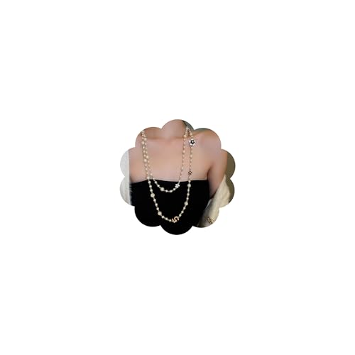 Long Pearl Necklaces for Women Pearl Long Chain Necklace Gold Chain Dainty Delicate Station Necklace Jewelry for Dress Party - color: 5
