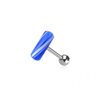 Pierced Owl 14GA 316L Stainless Steel Acrylic Pill Shaped Tongue Barbell - style: Blue Marble Swirl