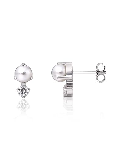 Limerencia G23 Pure Titanium Hypoallergenic Earrings | F136 Implant Grade Titanium Jewelry for Sensitive Ears - color: CZ + Pearl