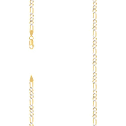 JewelryWeb 925 Sterling Silver Pave Super Flat Figaro Chain Two Tone 4.0mm Anklet Anklet for Women and Men - size: 8 inches