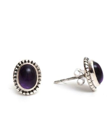 Genuine Gemstone Stud Earrings Oxidized 925 Sterling Silver Stud Earrings Trendy Western Jewelry Everyday Wear Gift For Her