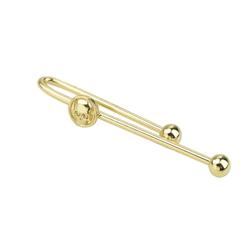 Men's Classic Luxury Zircon Crystal Tie Clip Silver Tone Light Brass Regular Necktie Tie Clip for Wedding Groomsmen Grooms Business Anniversary - style: Gold Tone Skull