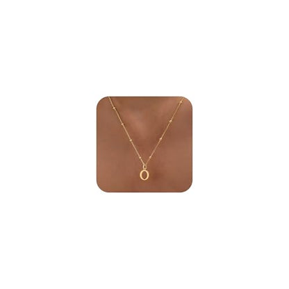 Initial Necklaces for Women Dainty 14k Gold Plated A-Z Letter Pendant Name Necklaces Cute Charm Choker Fashion Accessories Non Tarnish Trendy Jewelry Gift - color: Gold, style: O