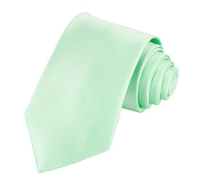 TIE G Solid Satin Woven dyed Color Formal Black Necktie and Pocket Square Sets in Gift Box - color: Mint
