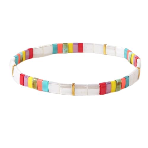 Candy Colorful Tila Flat Beads Bracelets for Women Trendy Unique Friendship Handmade Stackable Christmas Jewelry Gifts - color: colorful