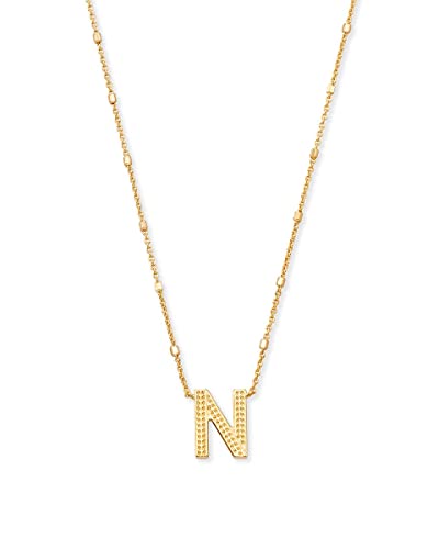 Kendra Scott Letters A-Z Pendant Necklace for Women, Fashion Jewelry, 14k Gold-Plated Brass - color: Letter N