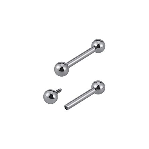 14G ASTM F136 Titanium Straight Barbell Rings for Nipple/Tongue/Dimply/Industrial - Internally Threaded Hypoallergenic Body Piercing Jewelry Gift for Women & Men, Nickel Free, Lead-Free - color: 14G(1.6mm), 1/2"(12mm), 4mm top