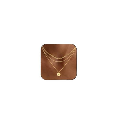 Layered Necklaces for Women, Simple Gold Necklace Stack Dainty 14K Gold Plated CZ Disc Pendant Necklace Set Non Tarnish Gold Jewelry Gifts - color: Gold-Cuban+Bead+Star