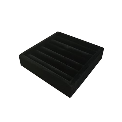 SCIKHETF Velvet Ring Earrings Studs organizer Tray Small Ring Insert Display Tray 5 Slots Stackable (Black) - color: Black