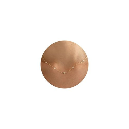 VRIUA Necklaces for Women - 14K Gold/Silver Plated Dainty Chain Necklace with Five Charms: Diamond, Bow, Snowflake, Cross, Flower, Clover, Butterfly, Heart, Star of David, and Star Trendy Jewelry - color: Gold, style: Flower