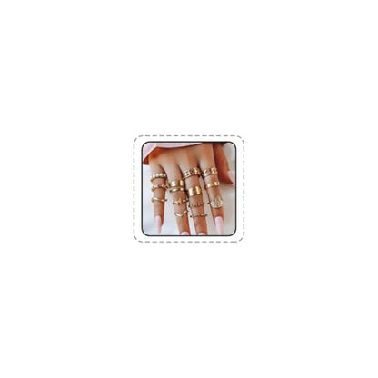 Todenb Gold Knuckle Rings Set for Women,Vintage Stackable Dainty Joint Finger Gold Jewelry Set,Butterfly pearl coin wave moon Stacking Rings Set Dainty Joint Finger Rings Midi Pinky Rings Pack