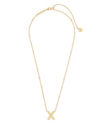 Kendra Scott Letters A-Z Pendant Necklace for Women, Fashion Jewelry, 14k Gold-Plated Brass - color: Letter X