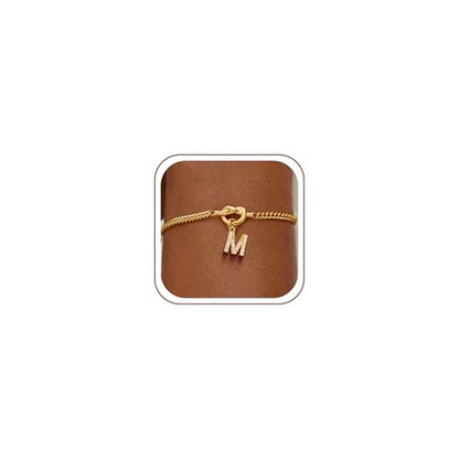 Gold Initial Bracelets for Women Jewelry Gifts - Dainty 14K Gold Plated Zircon Letter Knot Bracelet 26 Alphabet Monogram Initial Bracelets Birthday Gifts for Women - color: M