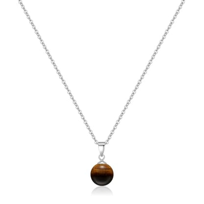 Natural Jade Necklace for Women Sterling Silver Adjustable Handmade Green Jade Pendant Necklaces Healing Crystal Necklace Good Luck Gift for Her - style: Tiger Eye Necklace