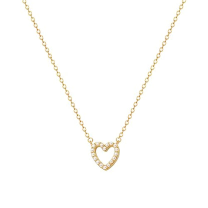 Zeffy Pearl Necklace 4MM/6MM/8MM Dainty Round Imitation Pearl Choker Necklace Wedding Pearl Necklace Delicate Jewelry for Women Simple Bridesmaid Jewelry Gifts - style: Gold Heart Pearl Necklace