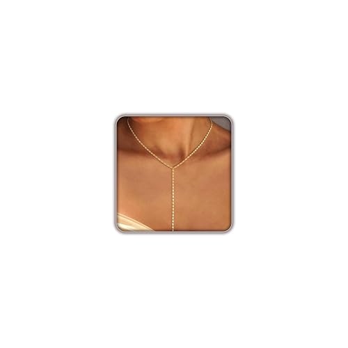Lariat Gold Necklace for Women, 14K Gold Plated Dainty Drop Y Necklace, Waterproof Non Tarnish Long Layered Beaded Chain Lariat Necklace Prom Jewelry Summer Vacation Gift for Her - color: Gold-2