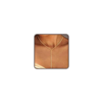 Lariat Gold Necklace for Women, 14K Gold Plated Dainty Drop Y Necklace, Waterproof Non Tarnish Long Layered Beaded Chain Lariat Necklace Prom Jewelry Summer Vacation Gift for Her - color: Gold-2