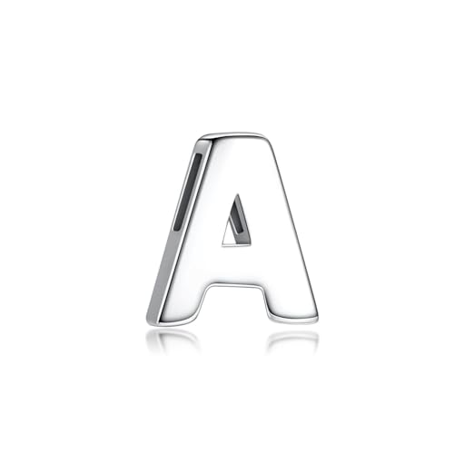 CANDYFANCY Initial Pendant 925 Sterling Silver Letters Personalized Alphabet Pendant Fit 1mm Box Chain - color: Alphabet A Pendant
