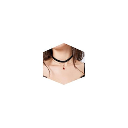Fesciory Black Necklaces for Women, Adjustable Layered Velvet Leather Lace Collar Necklace, Goth Jewelry Gifts. - color: Red Pendant