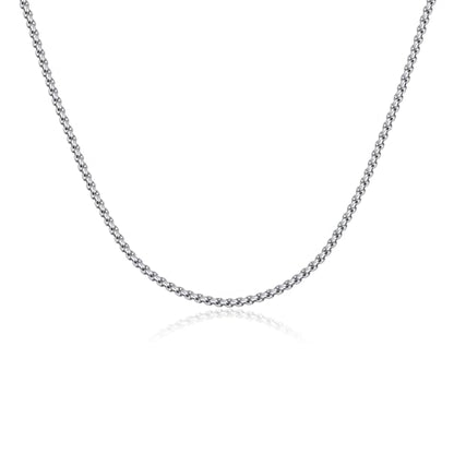 Eusense Stainless Steel Chain Necklace for Men Women Rolo/Wheat/Snake/Box Chain, 2-3MM, 20-24 Inches with Delicate Gift Box - color: Silver, size: 22+2 Inches Length, style: Rolo Chain-2MM Width