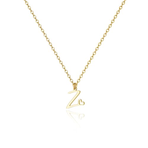 Tewiky Initial Necklace for Women-14k Gold Plated Dainty Letter Necklaces | Trendy Cute Custom Personalized Monogram Necklaces - color: gold, style: Z